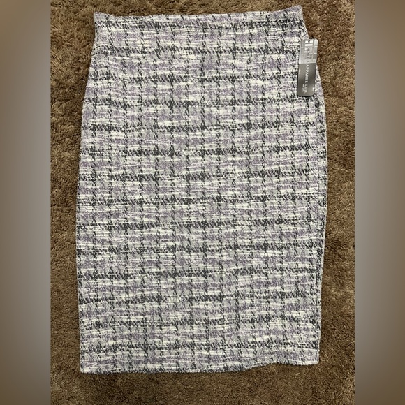 NWOT Soho Apparel Purple/Gray/Black Houndstooth Pencil Skirt - Picture 1 of 5